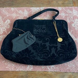 Koret Koretelope Black Sculpted Velvet Vintage Purse